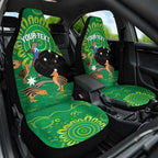 Personalised Australia Father's Day Car Seat Cover Cassowary Dad Cerbera Floribunda Aboriginal Art