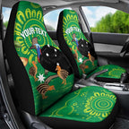 Personalised Australia Father's Day Car Seat Cover Cassowary Dad Cerbera Floribunda Aboriginal Art