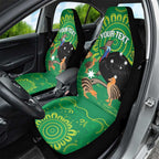 Personalised Australia Father's Day Car Seat Cover Cassowary Dad Cerbera Floribunda Aboriginal Art