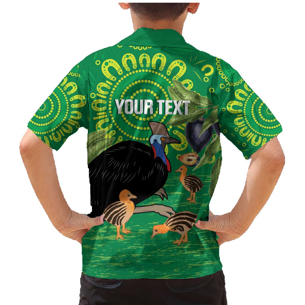 Personalised Australia Father's Day Family Matching Mermaid Dress and Hawaiian Shirt Cassowary Dad Cerbera Floribunda Aboriginal Art