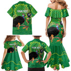 Personalised Australia Father's Day Family Matching Mermaid Dress and Hawaiian Shirt Cassowary Dad Cerbera Floribunda Aboriginal Art