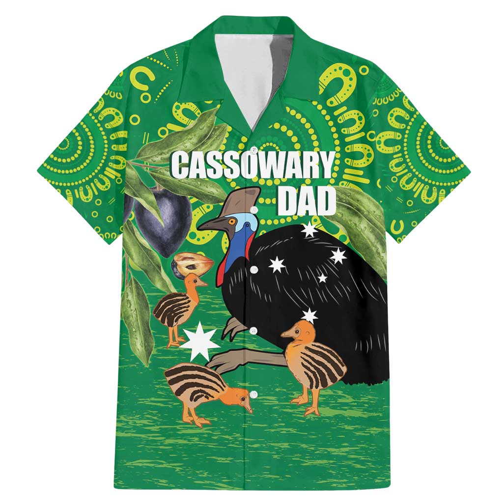 Personalised Australia Father's Day Family Matching Mermaid Dress and Hawaiian Shirt Cassowary Dad Cerbera Floribunda Aboriginal Art