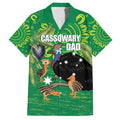 Personalised Australia Father's Day Family Matching Off Shoulder Maxi Dress and Hawaiian Shirt Cassowary Dad Cerbera Floribunda Aboriginal Art