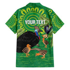 Personalised Australia Father's Day Family Matching Short Sleeve Bodycon Dress and Hawaiian Shirt Cassowary Dad Cerbera Floribunda Aboriginal Art