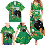 Personalised Australia Father's Day Family Matching Summer Maxi Dress and Hawaiian Shirt Cassowary Dad Cerbera Floribunda Aboriginal Art