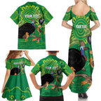 Personalised Australia Father's Day Family Matching Summer Maxi Dress and Hawaiian Shirt Cassowary Dad Cerbera Floribunda Aboriginal Art