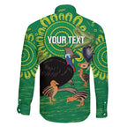 Personalised Australia Father's Day Family Matching Summer Maxi Dress and Hawaiian Shirt Cassowary Dad Cerbera Floribunda Aboriginal Art