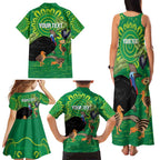 Personalised Australia Father's Day Family Matching Tank Maxi Dress and Hawaiian Shirt Cassowary Dad Cerbera Floribunda Aboriginal Art