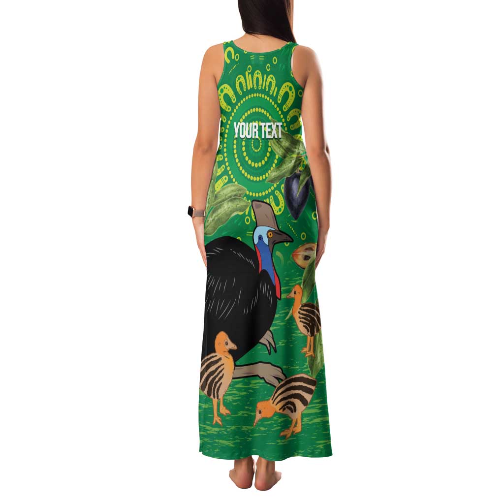 Personalised Australia Father's Day Family Matching Tank Maxi Dress and Hawaiian Shirt Cassowary Dad Cerbera Floribunda Aboriginal Art