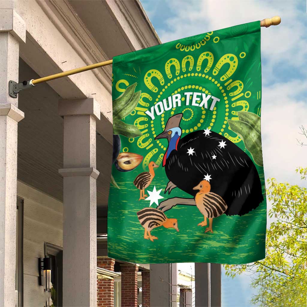 Personalised Australia Father's Day Garden Flag Cassowary Dad Cerbera Floribunda Aboriginal Art