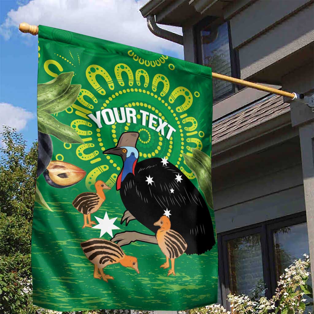 Personalised Australia Father's Day Garden Flag Cassowary Dad Cerbera Floribunda Aboriginal Art