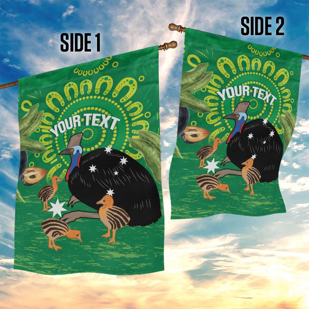 Personalised Australia Father's Day Garden Flag Cassowary Dad Cerbera Floribunda Aboriginal Art