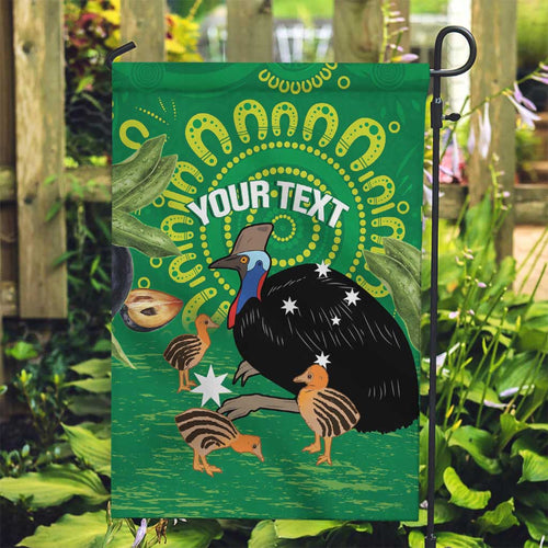 Personalised Australia Father's Day Garden Flag Cassowary Dad Cerbera Floribunda Aboriginal Art