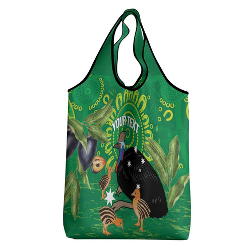 Personalised Australia Father's Day Grocery Bag Cassowary Dad Cerbera Floribunda Aboriginal Art