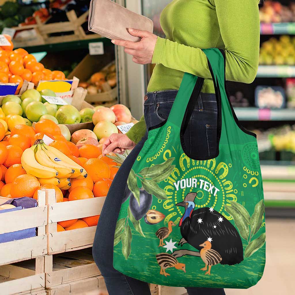 Personalised Australia Father's Day Grocery Bag Cassowary Dad Cerbera Floribunda Aboriginal Art