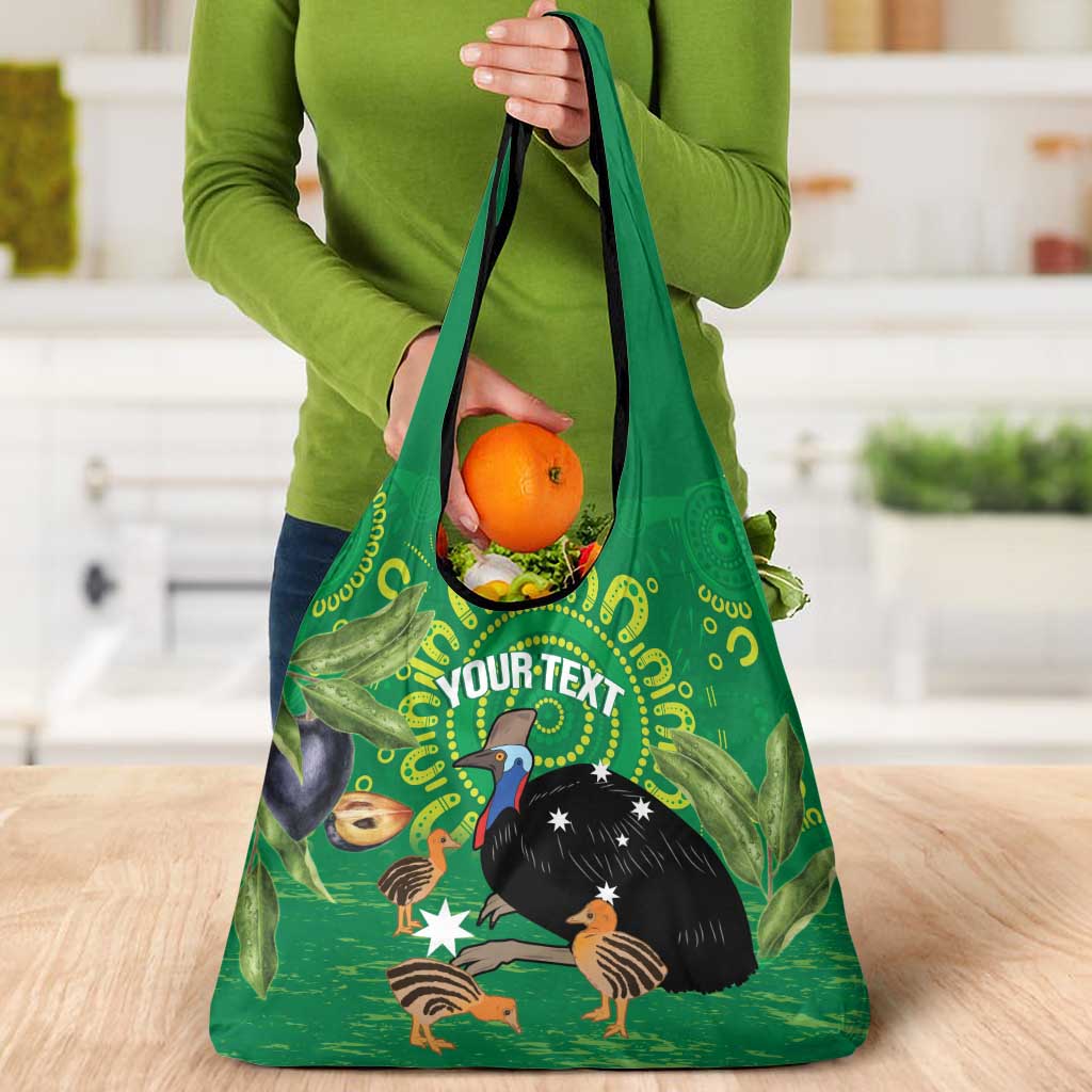 Personalised Australia Father's Day Grocery Bag Cassowary Dad Cerbera Floribunda Aboriginal Art