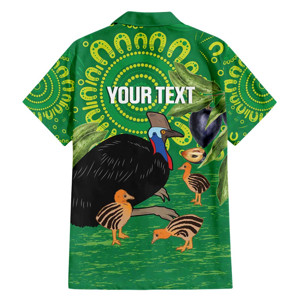 Personalised Australia Father's Day Hawaiian Shirt Cassowary Dad Cerbera Floribunda Aboriginal Art
