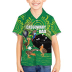 Personalised Australia Father's Day Hawaiian Shirt Cassowary Dad Cerbera Floribunda Aboriginal Art