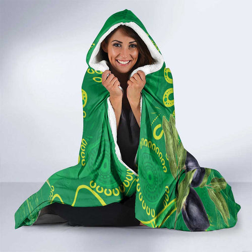 Personalised Australia Father's Day Hooded Blanket Cassowary Dad Cerbera Floribunda Aboriginal Art