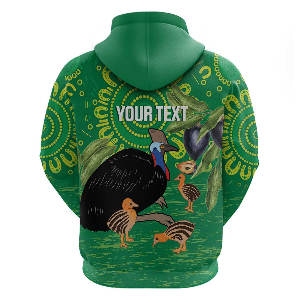 Personalised Australia Father's Day Hoodie Cassowary Dad Cerbera Floribunda Aboriginal Art