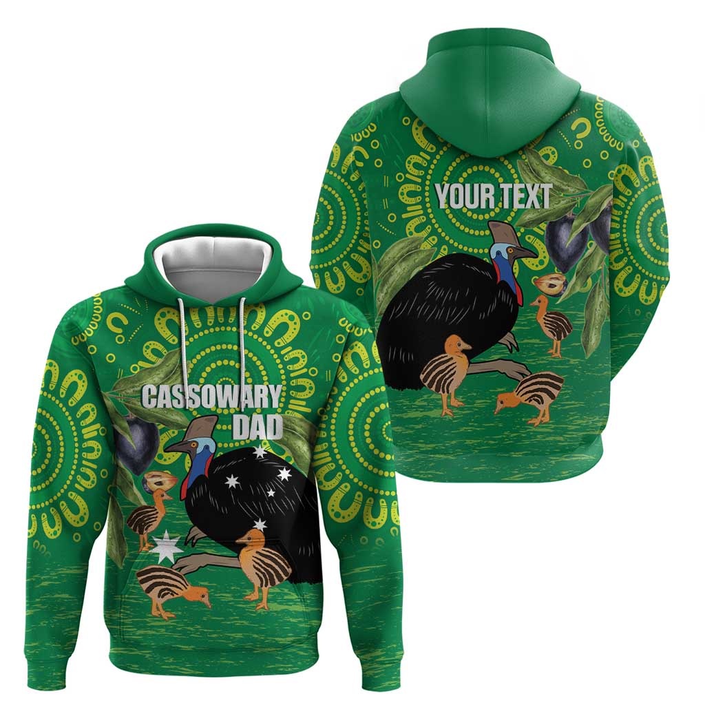 Personalised Australia Father's Day Hoodie Cassowary Dad Cerbera Floribunda Aboriginal Art