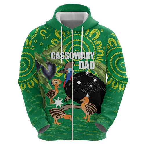 Personalised Australia Father's Day Hoodie Cassowary Dad Cerbera Floribunda Aboriginal Art