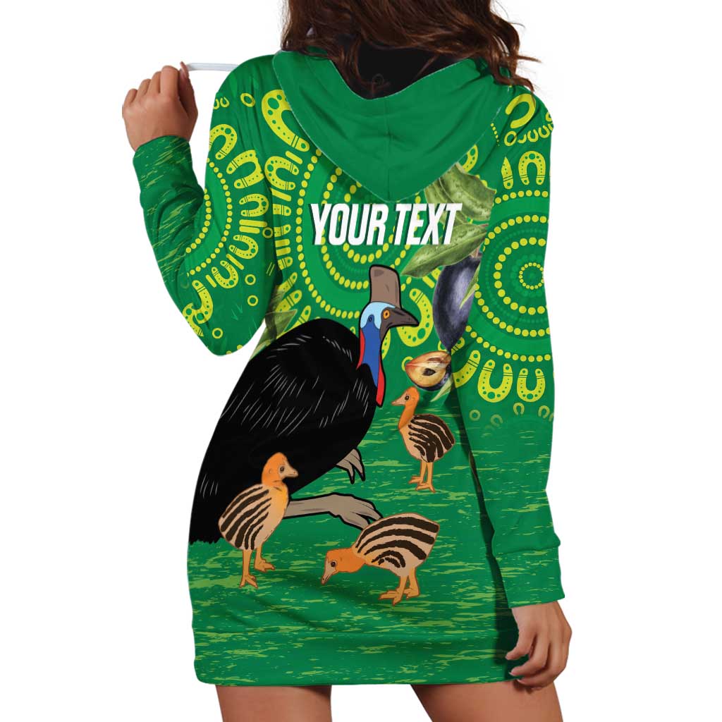 Personalised Australia Father's Day Hoodie Dress Cassowary Dad Cerbera Floribunda Aboriginal Art