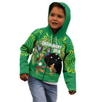 Personalised Australia Father's Day Kid Hoodie Cassowary Dad Cerbera Floribunda Aboriginal Art
