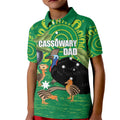 Personalised Australia Father's Day Kid Polo Shirt Cassowary Dad Cerbera Floribunda Aboriginal Art