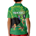 Personalised Australia Father's Day Kid Polo Shirt Cassowary Dad Cerbera Floribunda Aboriginal Art