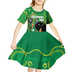 Personalised Australia Father's Day Kid Short Sleeve Dress Cassowary Dad Cerbera Floribunda Aboriginal Art