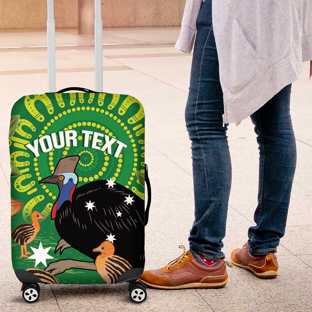 Personalised Australia Father's Day Luggage Cover Cassowary Dad Cerbera Floribunda Aboriginal Art