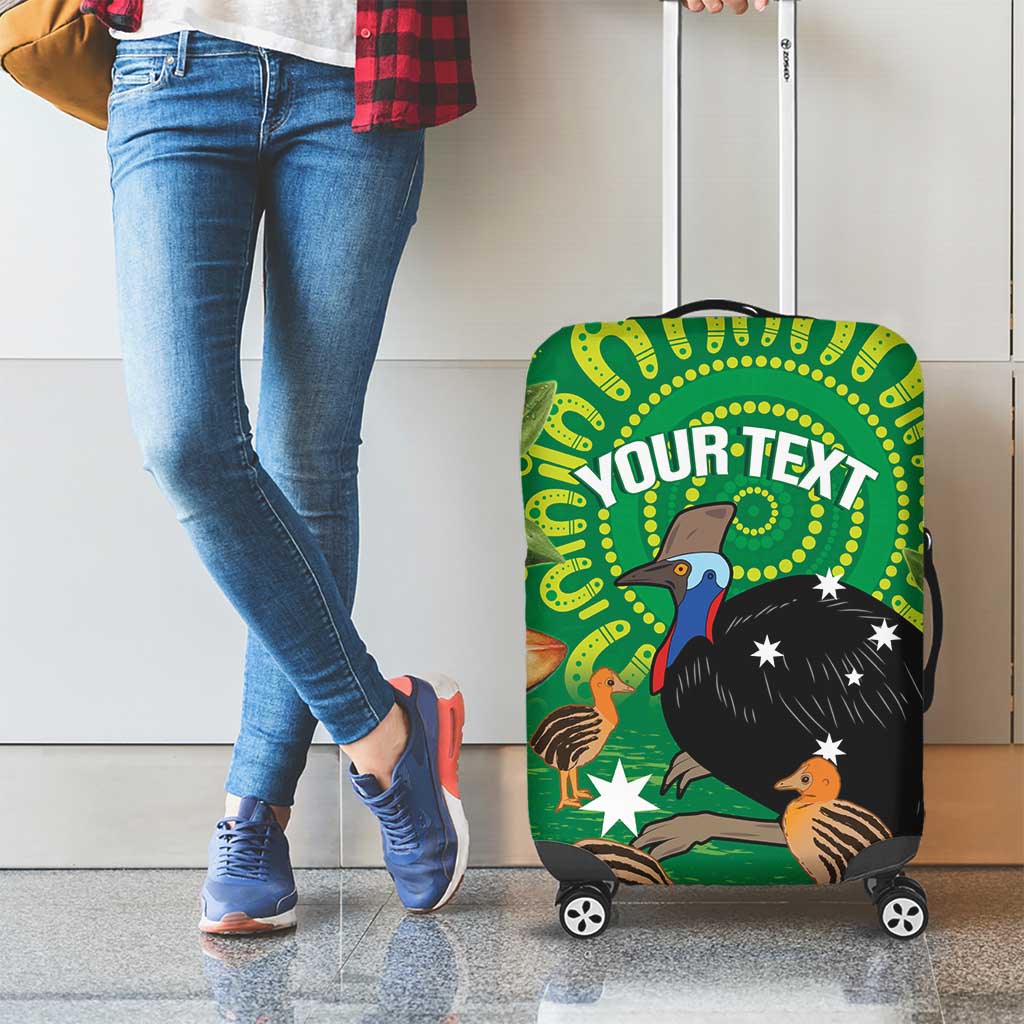 Personalised Australia Father's Day Luggage Cover Cassowary Dad Cerbera Floribunda Aboriginal Art