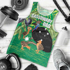 Personalised Australia Father's Day Men Tank Top Cassowary Dad Cerbera Floribunda Aboriginal Art