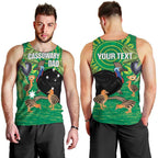 Personalised Australia Father's Day Men Tank Top Cassowary Dad Cerbera Floribunda Aboriginal Art