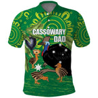 Personalised Australia Father's Day Polo Shirt Cassowary Dad Cerbera Floribunda Aboriginal Art