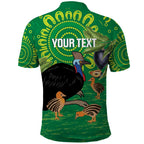Personalised Australia Father's Day Polo Shirt Cassowary Dad Cerbera Floribunda Aboriginal Art
