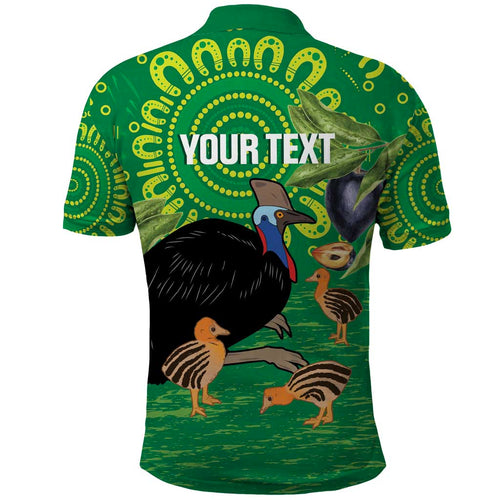 Personalised Australia Father's Day Polo Shirt Cassowary Dad Cerbera Floribunda Aboriginal Art