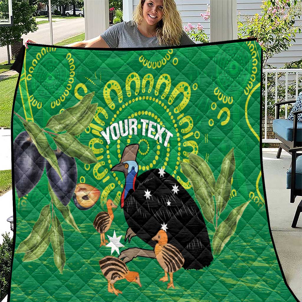 Personalised Australia Father's Day Quilt Cassowary Dad Cerbera Floribunda Aboriginal Art