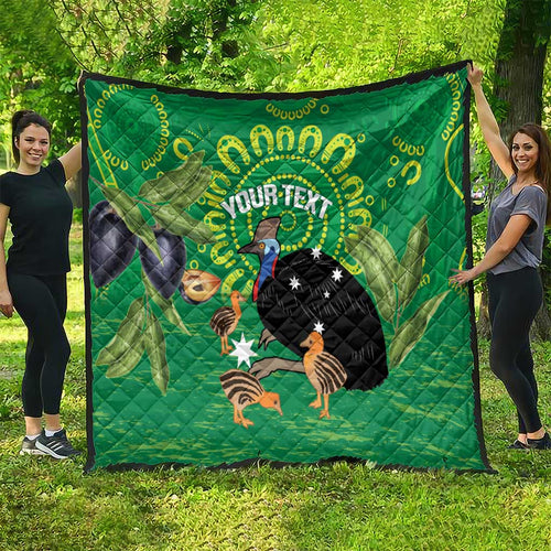 Personalised Australia Father's Day Quilt Cassowary Dad Cerbera Floribunda Aboriginal Art