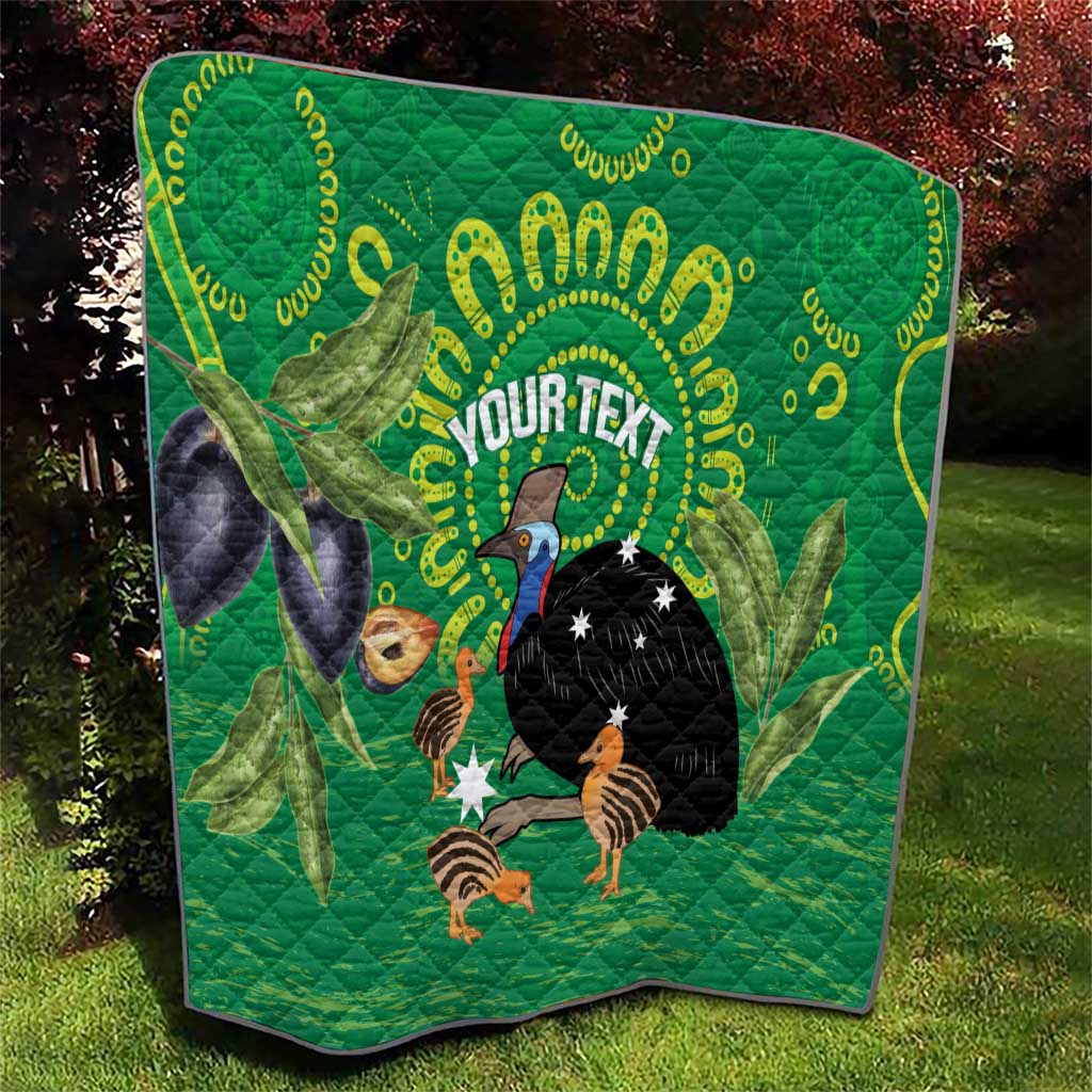 Personalised Australia Father's Day Quilt Cassowary Dad Cerbera Floribunda Aboriginal Art