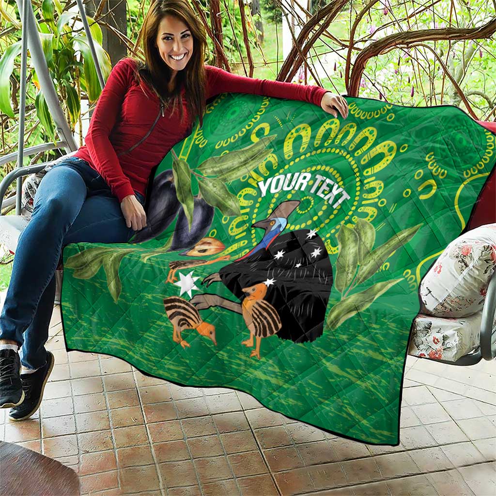 Personalised Australia Father's Day Quilt Cassowary Dad Cerbera Floribunda Aboriginal Art