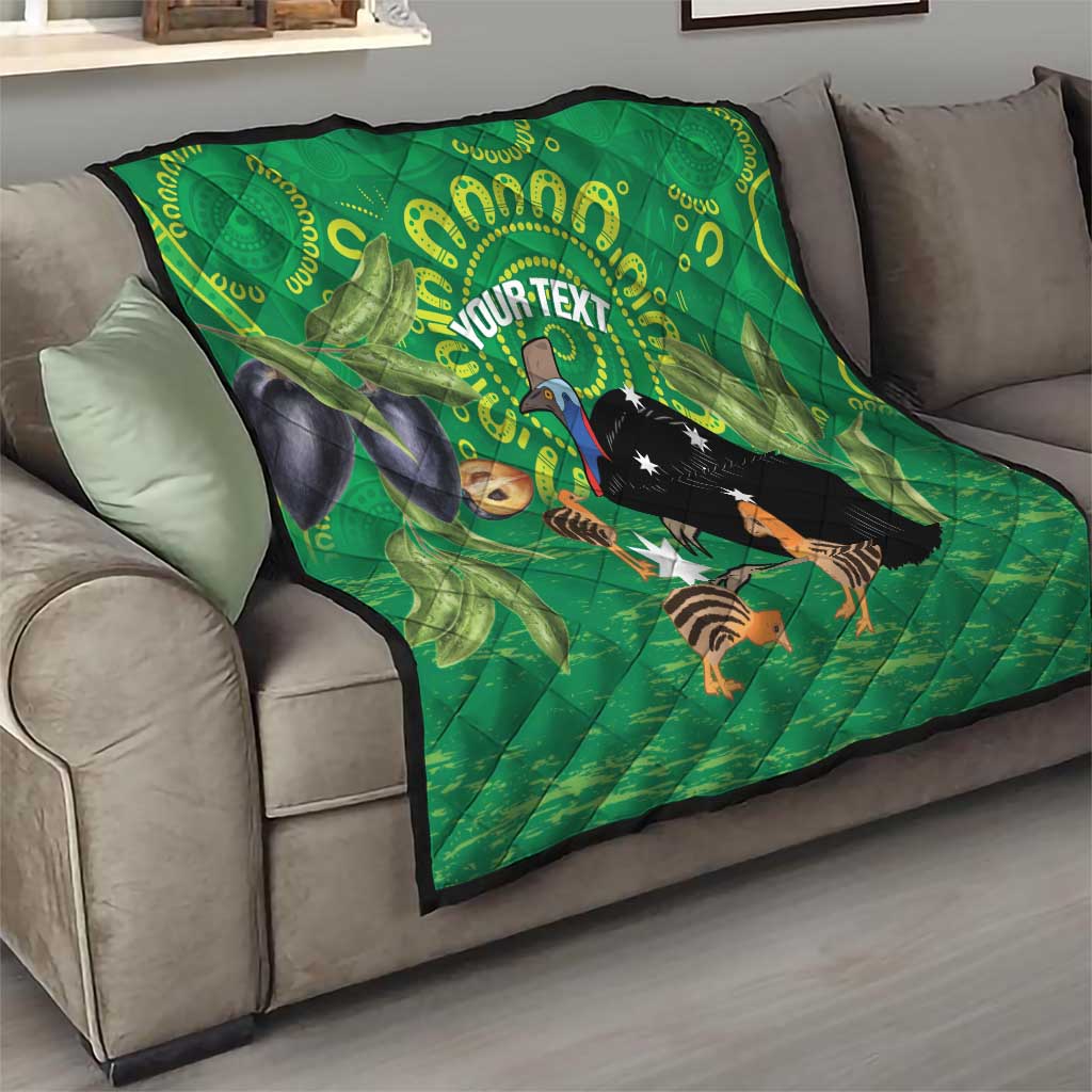 Personalised Australia Father's Day Quilt Cassowary Dad Cerbera Floribunda Aboriginal Art