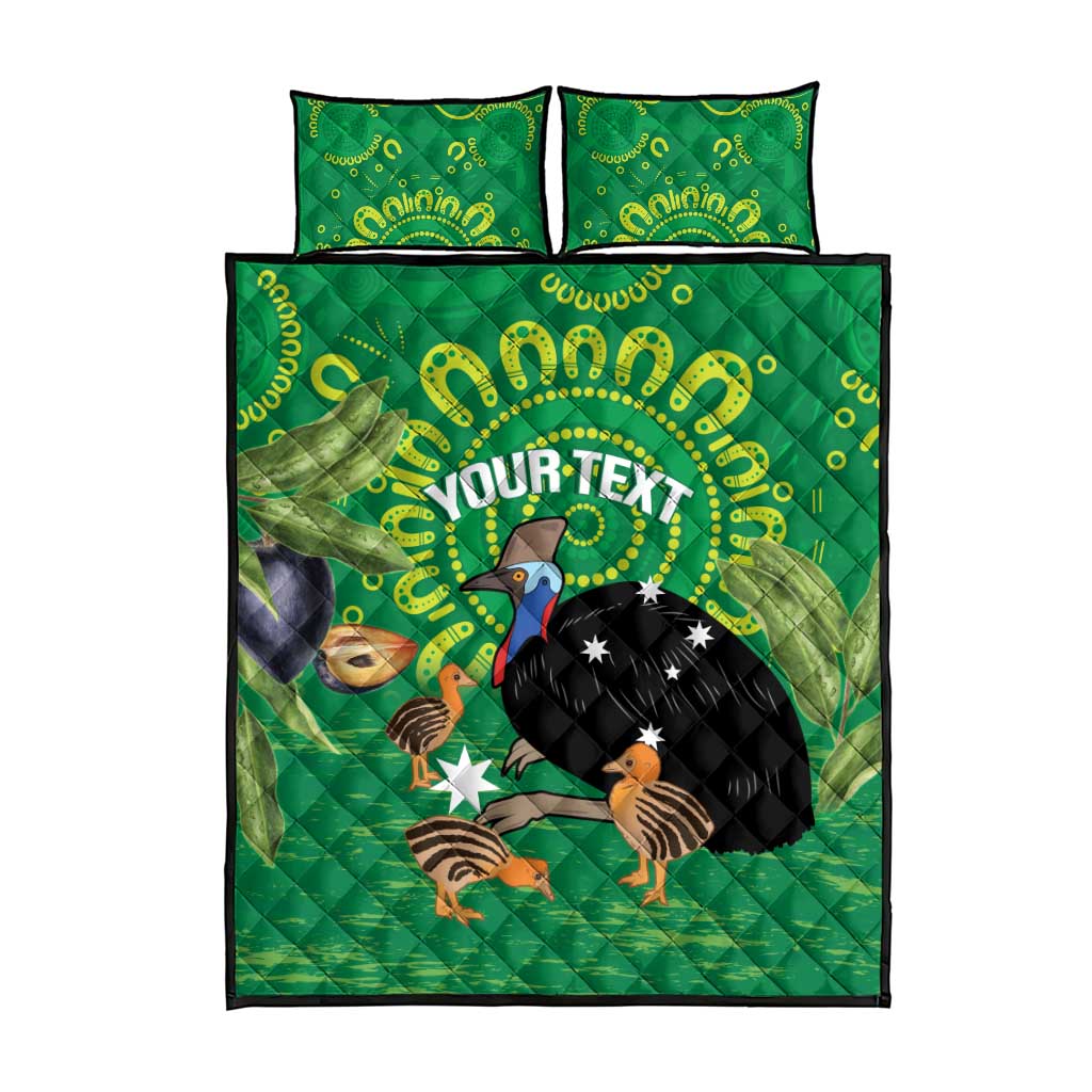 Personalised Australia Father's Day Quilt Bed Set Cassowary Dad Cerbera Floribunda Aboriginal Art