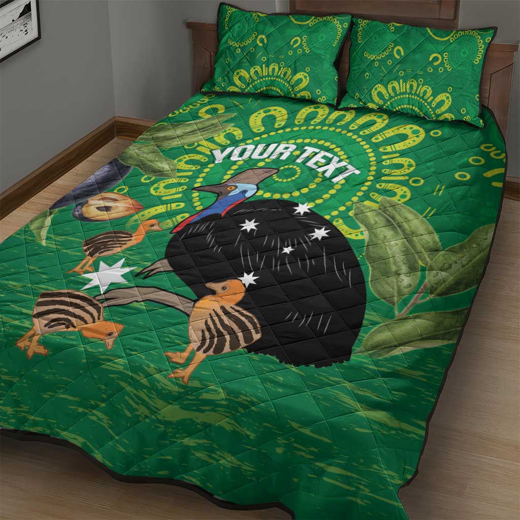 Personalised Australia Father's Day Quilt Bed Set Cassowary Dad Cerbera Floribunda Aboriginal Art