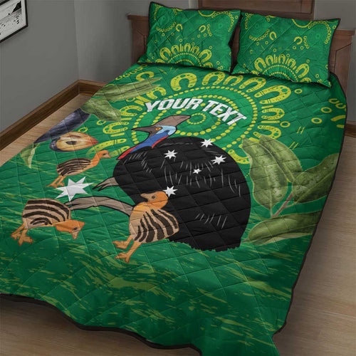 Personalised Australia Father's Day Quilt Bed Set Cassowary Dad Cerbera Floribunda Aboriginal Art