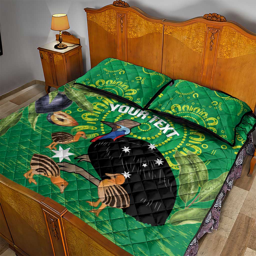 Personalised Australia Father's Day Quilt Bed Set Cassowary Dad Cerbera Floribunda Aboriginal Art