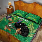 Personalised Australia Father's Day Quilt Bed Set Cassowary Dad Cerbera Floribunda Aboriginal Art