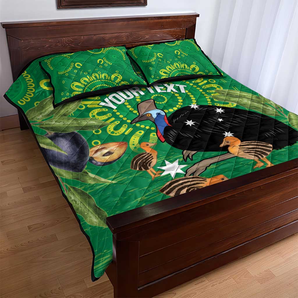 Personalised Australia Father's Day Quilt Bed Set Cassowary Dad Cerbera Floribunda Aboriginal Art