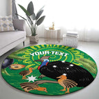 Personalised Australia Father's Day Round Carpet Cassowary Dad Cerbera Floribunda Aboriginal Art